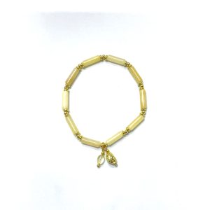 黄玉柱形铜珠吊坠手链