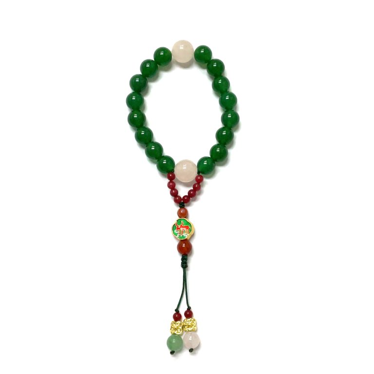 干青白玉髓国风流苏手链